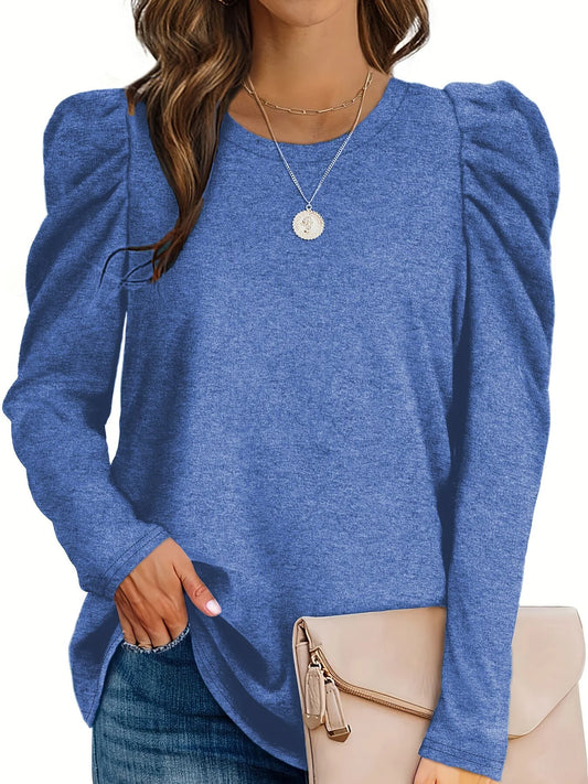 Women's Puff Long Sleeve Blouses - Casual Fall Tunic Tops